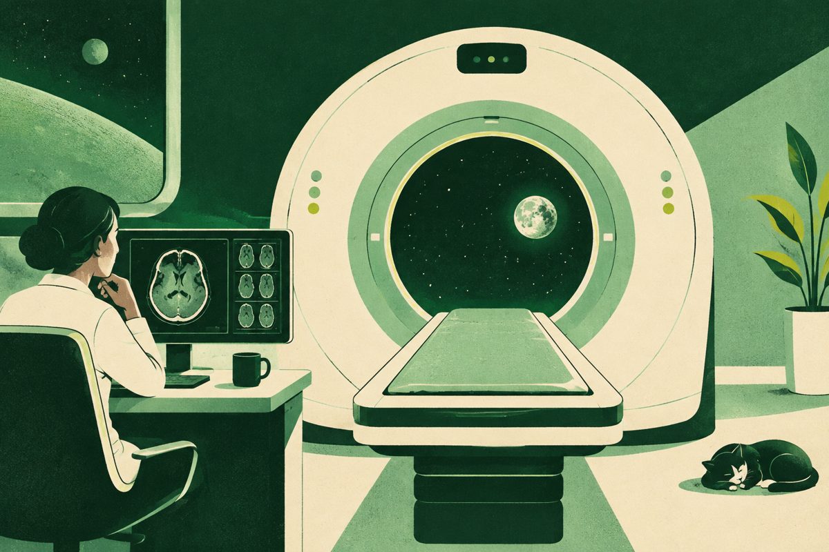 A CT scanner imagined as a portal to the moon